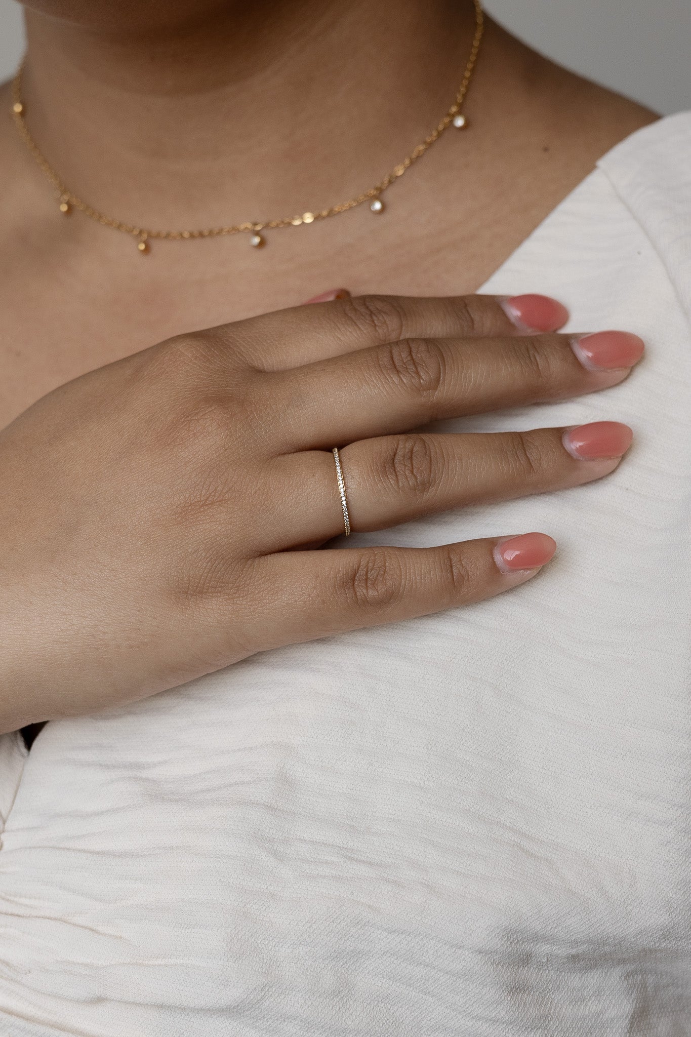 Dainty Crystal Stacker Ring