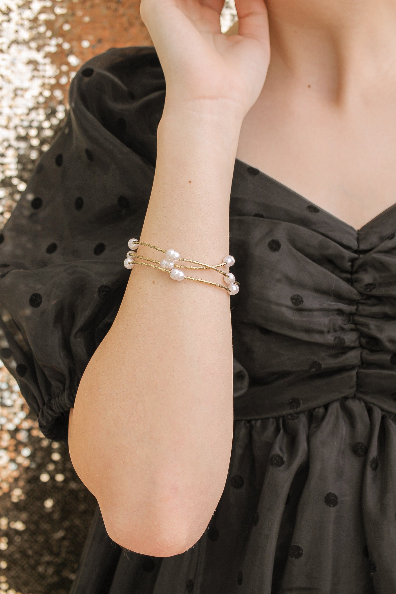 Donise Layered Bracelet in Gold and Pearl