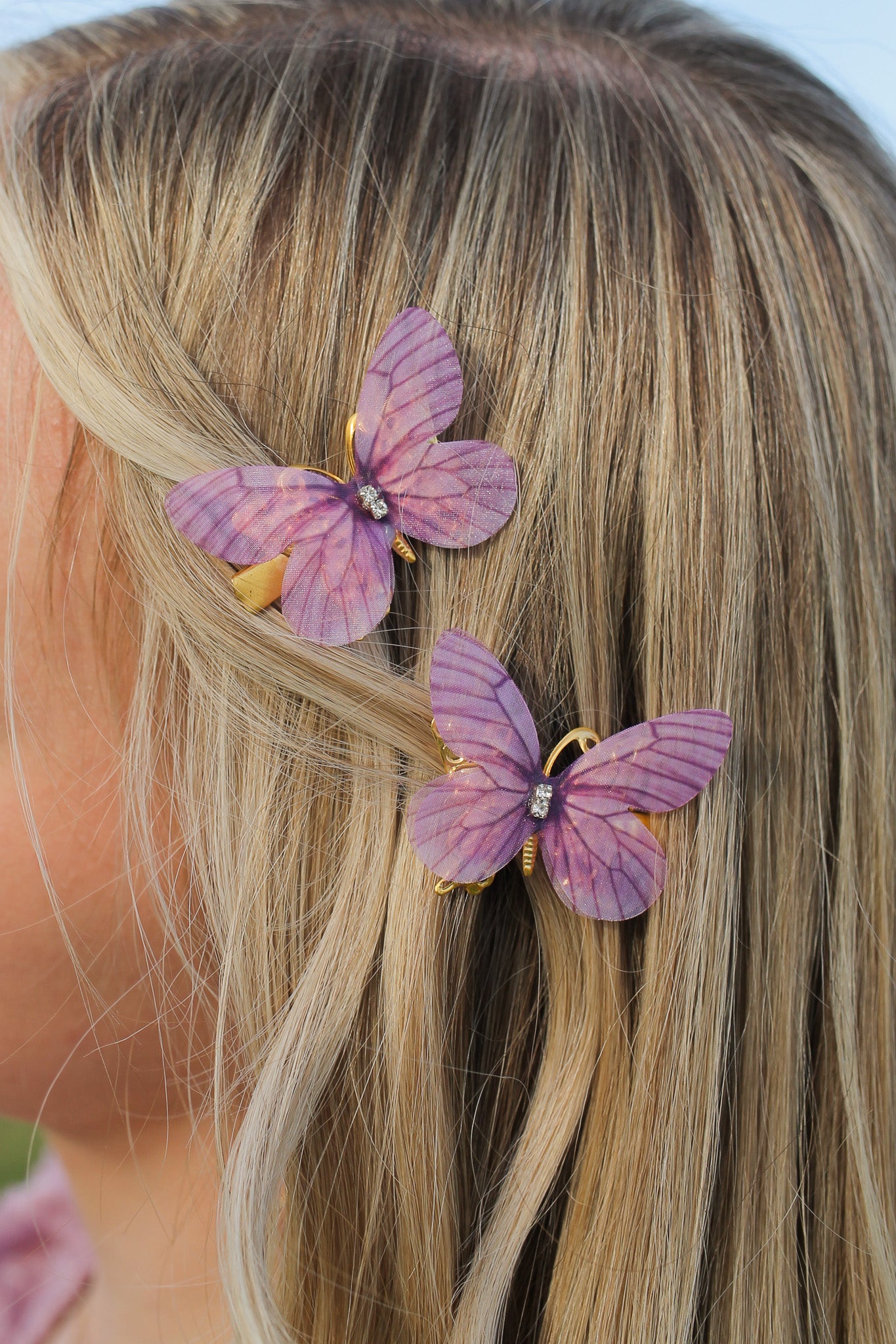Butterfly Wings Hair Clips in Purple