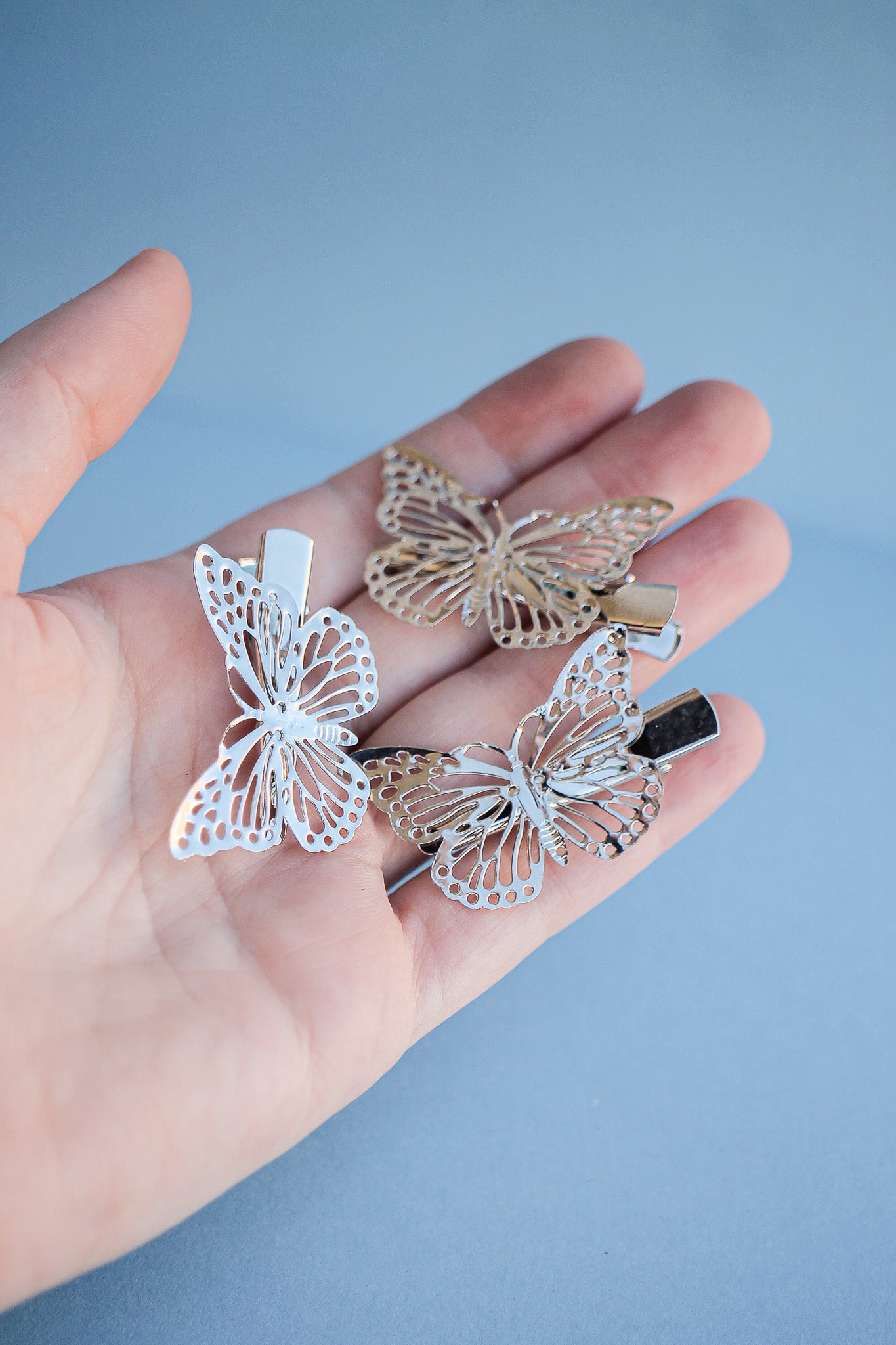Fearless Butterfly Hair Clips in Silver