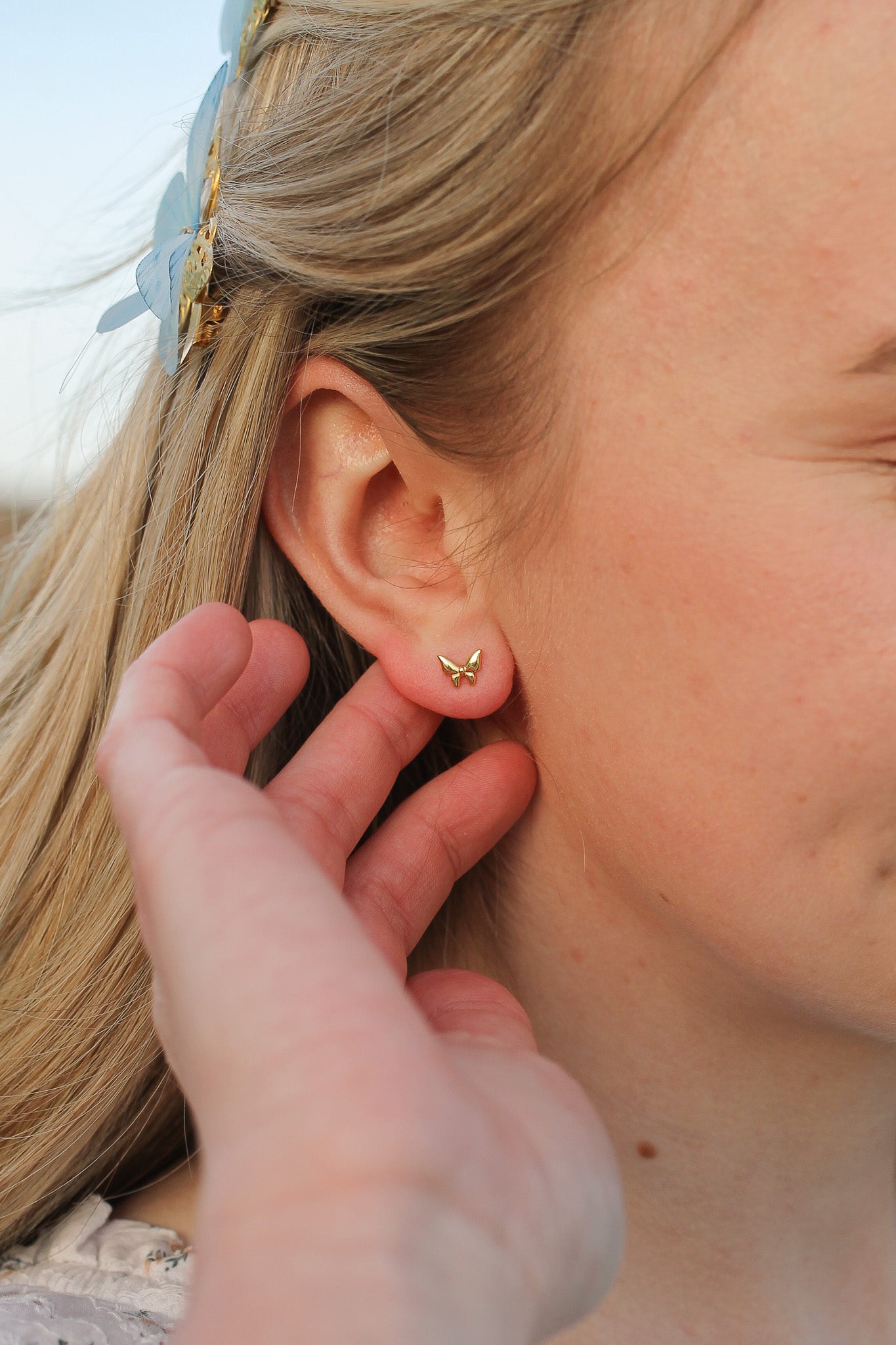 Tiny Butterfly Stud in Gold