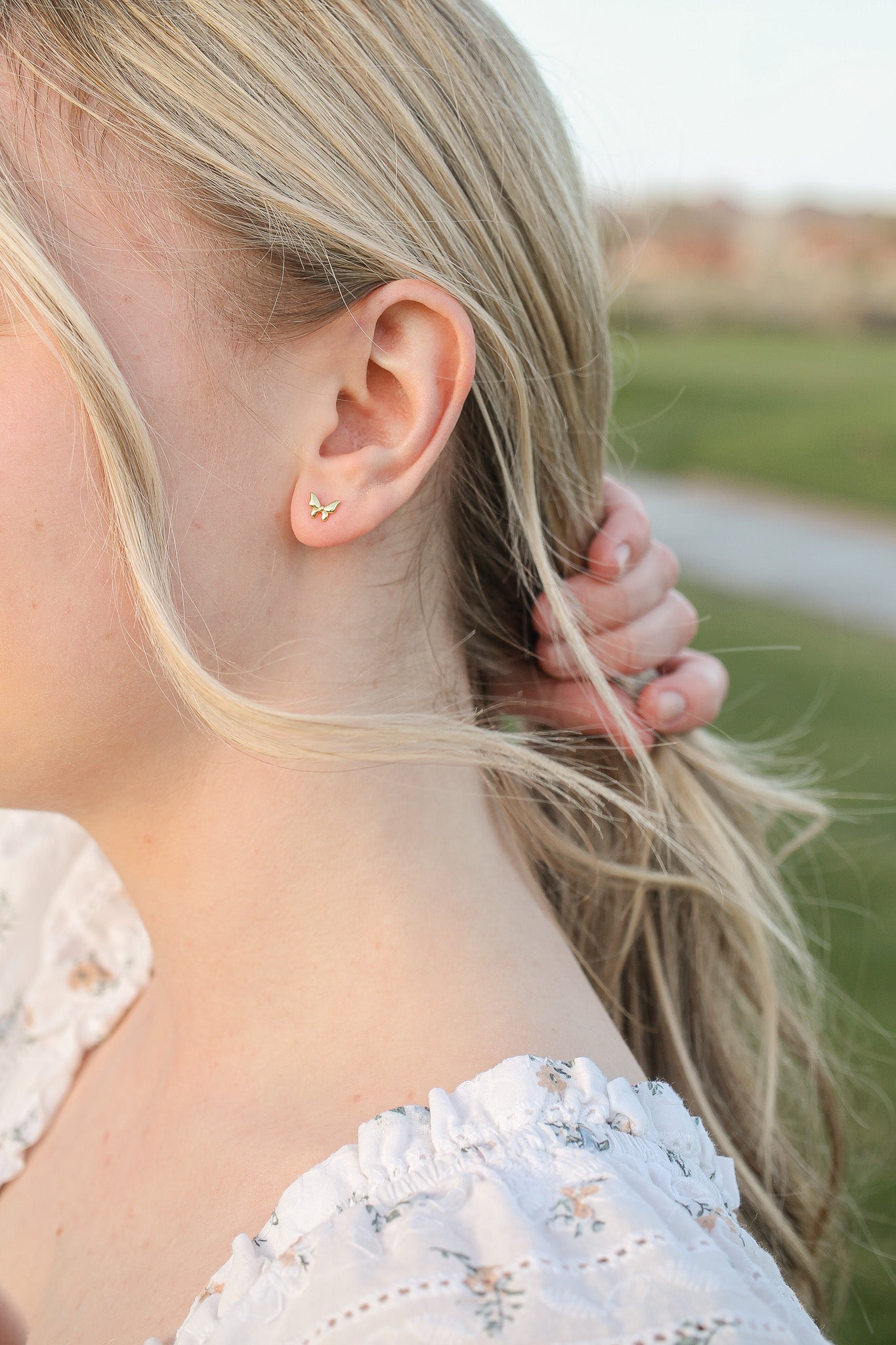 Tiny Butterfly Stud in Gold