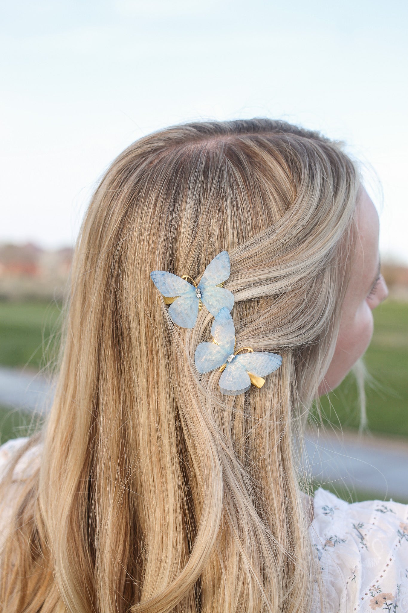 Butterfly Wings Hair Clips in Blue