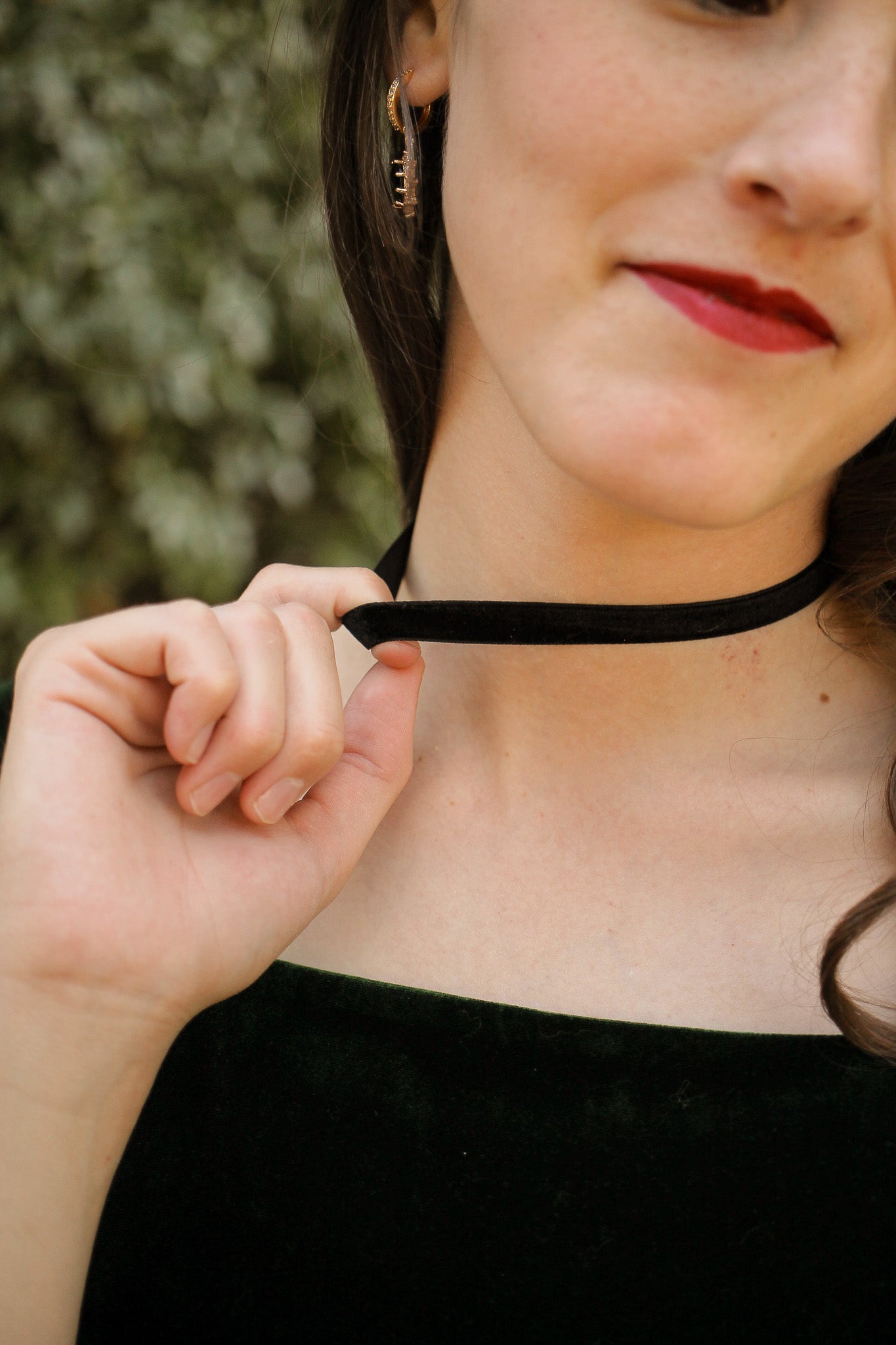 Clarisse Ribbon Choker in Black Velvet