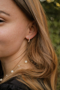 Pearl Huggie Hoop