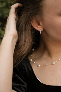 Pearl Huggie Hoop