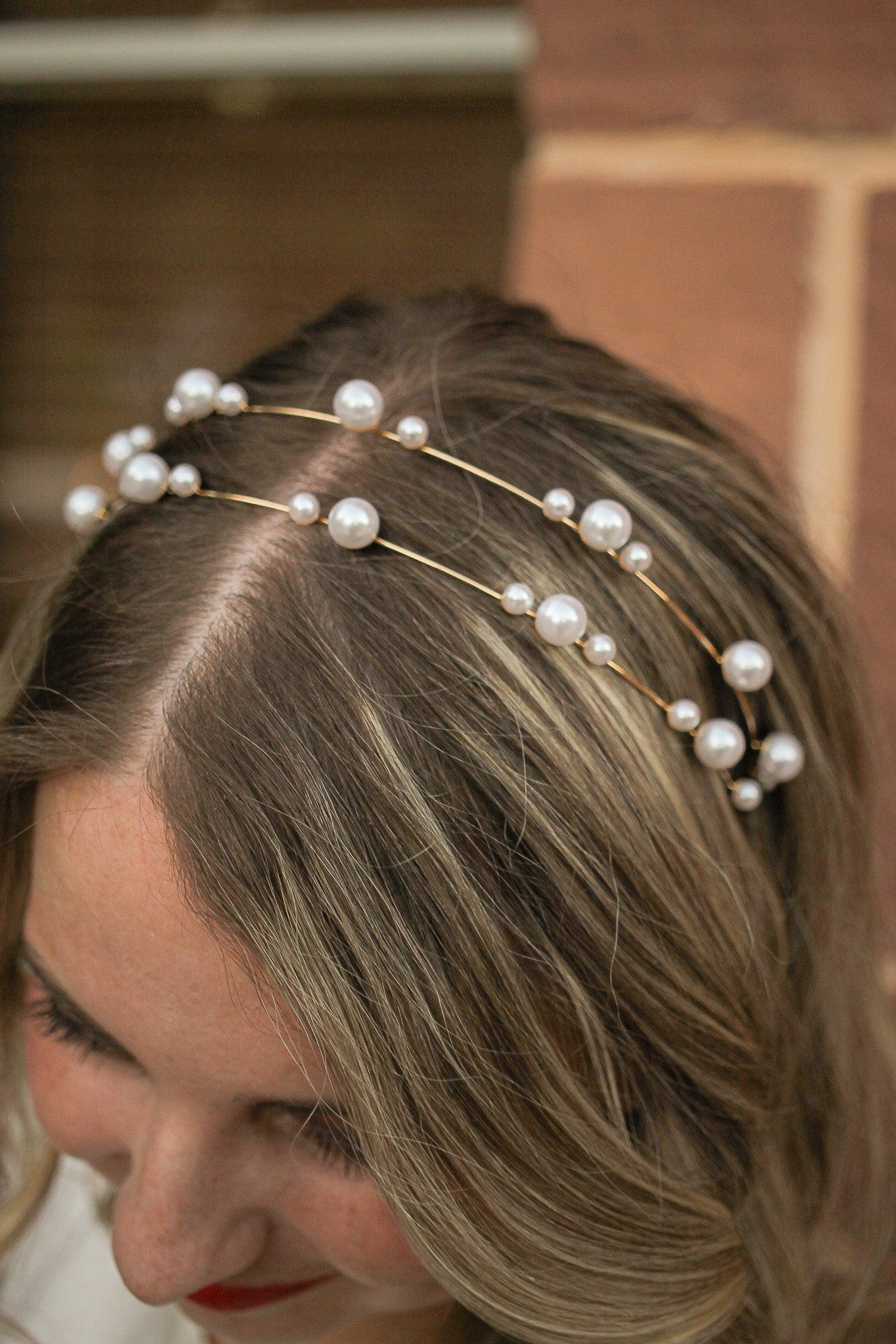 Eliana Double Headband in Pearl