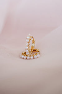 Pearl Huggie Hoop
