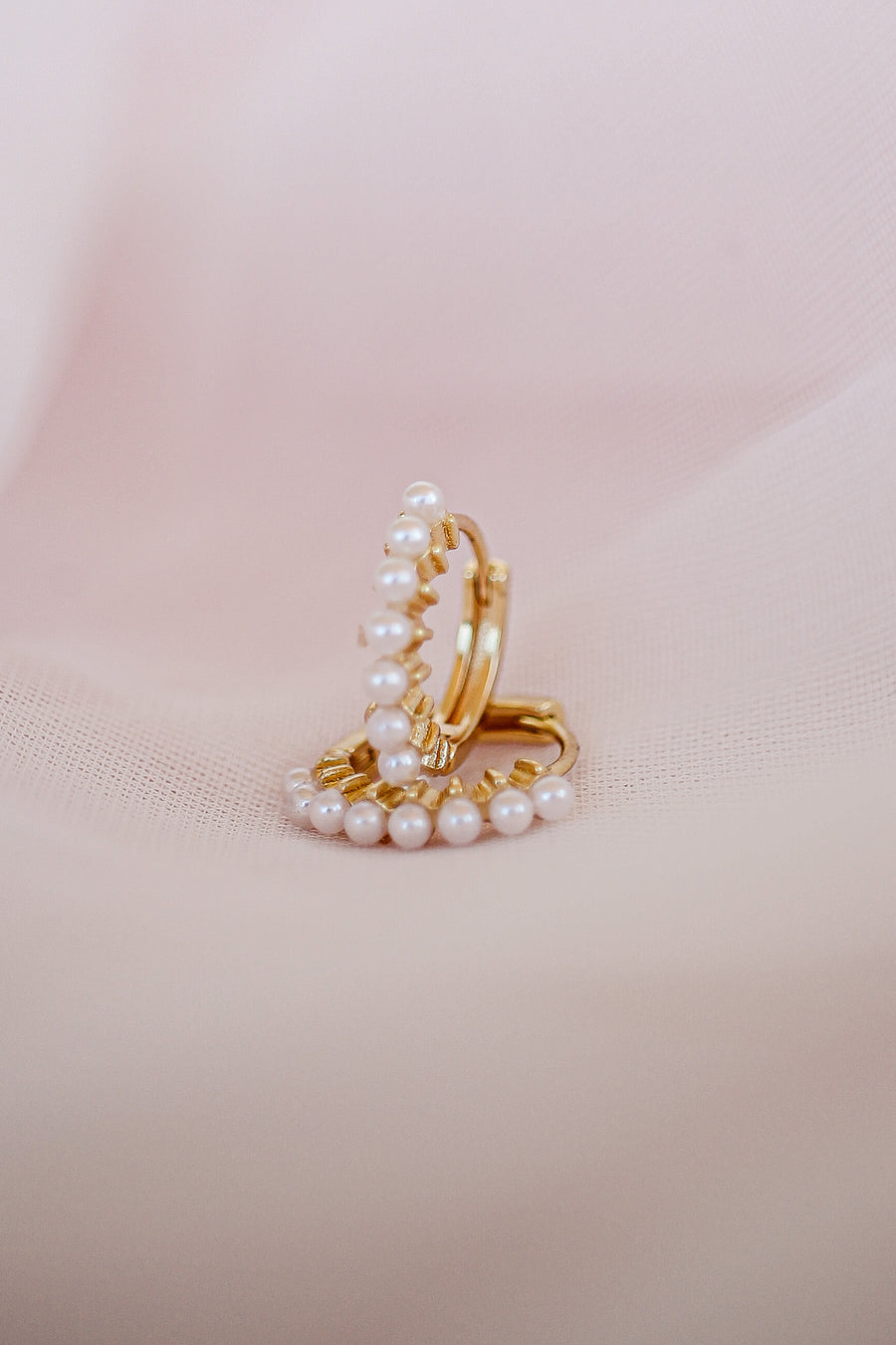 Pearl Huggie Hoop