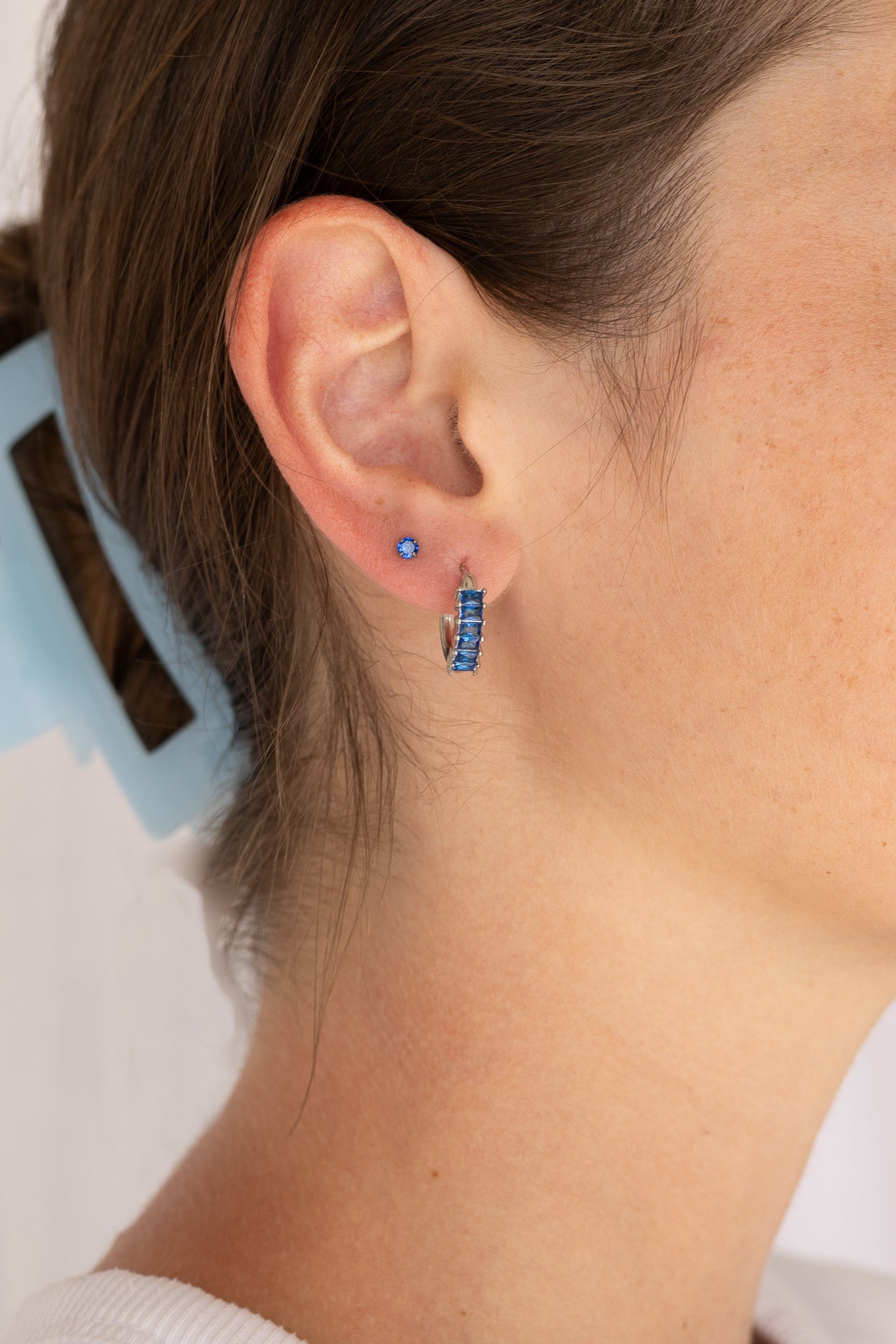 Diamond Hoops in Blue