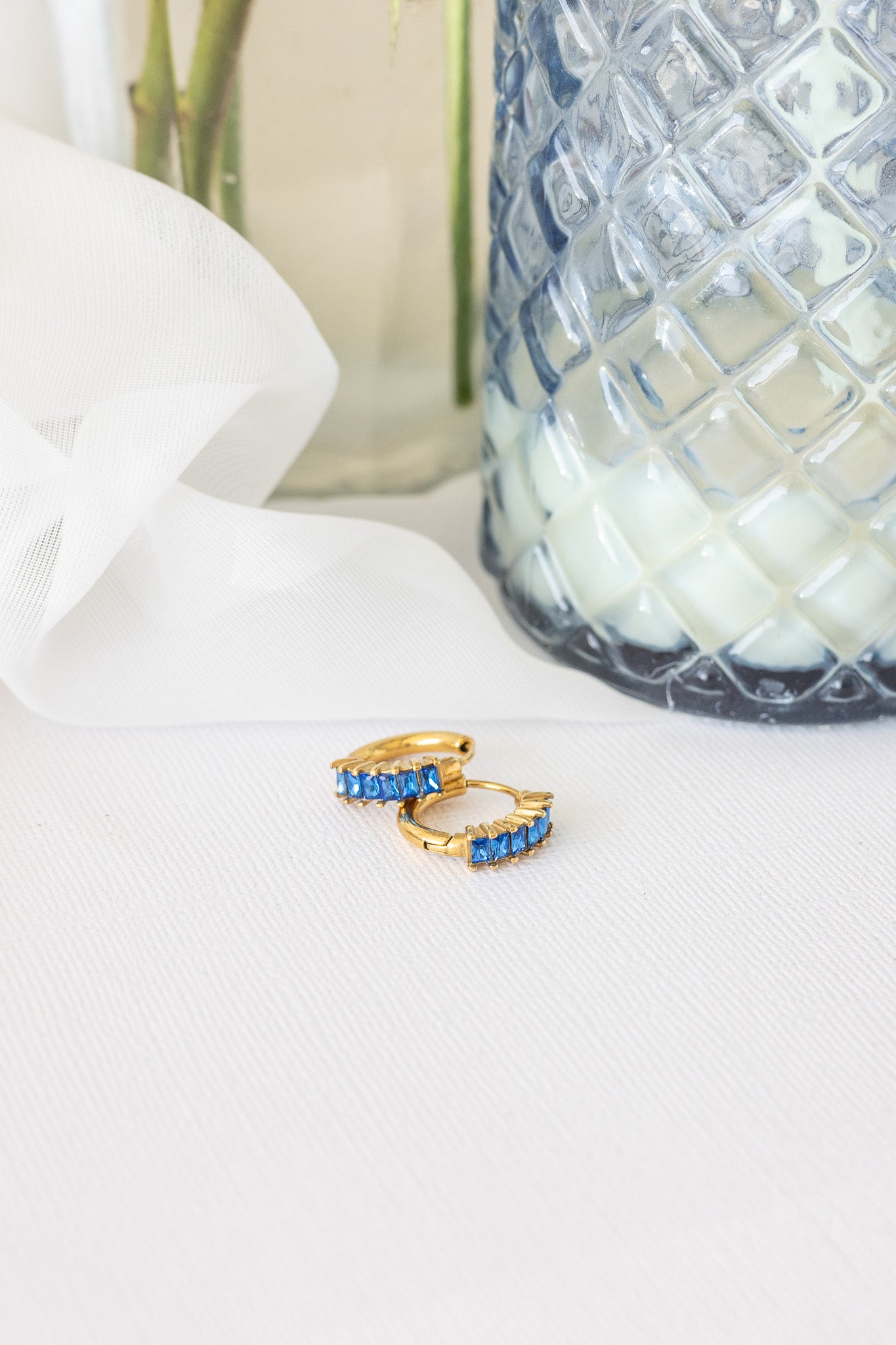 Diamond Hoops in Blue