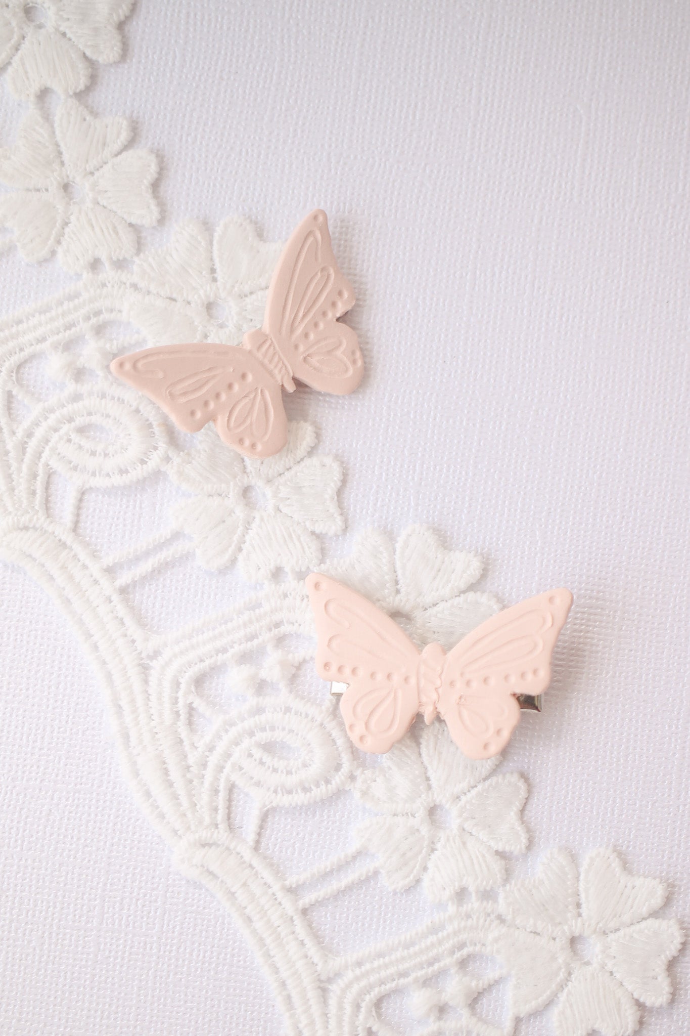 Butterfly Hair Clips in Ballet Pink