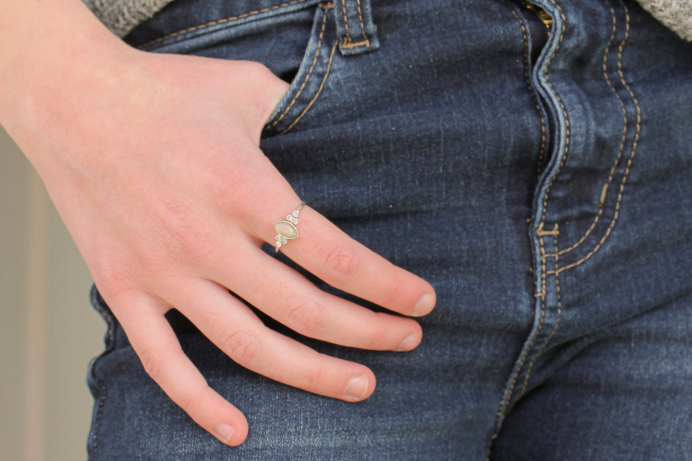 Serena Opal Ring in Silver