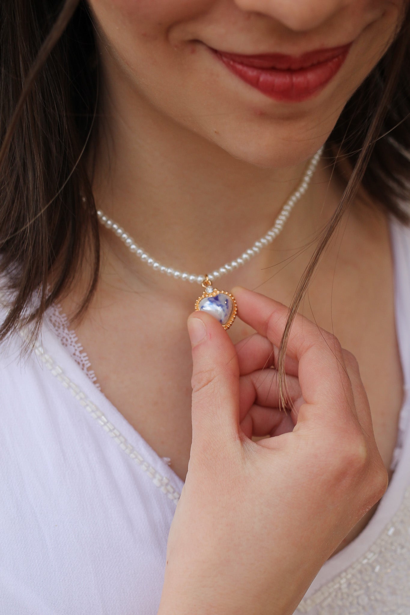 Annabelle Necklace in Blue Pearl
