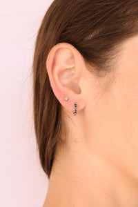 Micro Crystal Huggie Hoop in Black