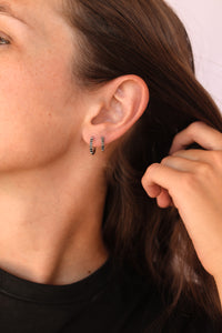 Micro Crystal Huggie Hoop in Black