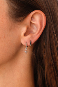 Micro Crystal Huggie Hoop in Black