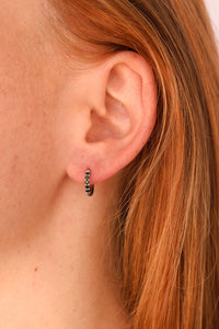 Micro Crystal Huggie Hoop in Black