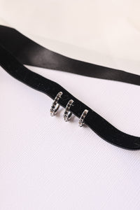 Micro Crystal Huggie Hoop in Black