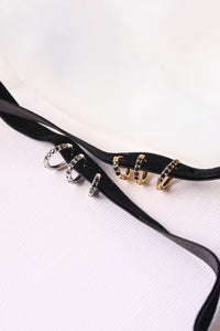 Micro Crystal Huggie Hoop in Black
