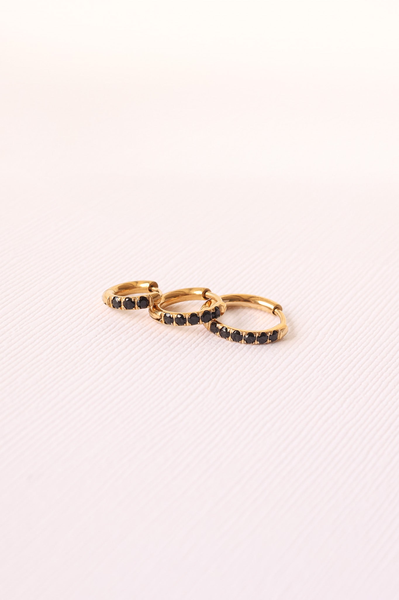 Micro Crystal Huggie Hoop in Black