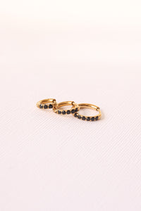 Micro Crystal Huggie Hoop in Black