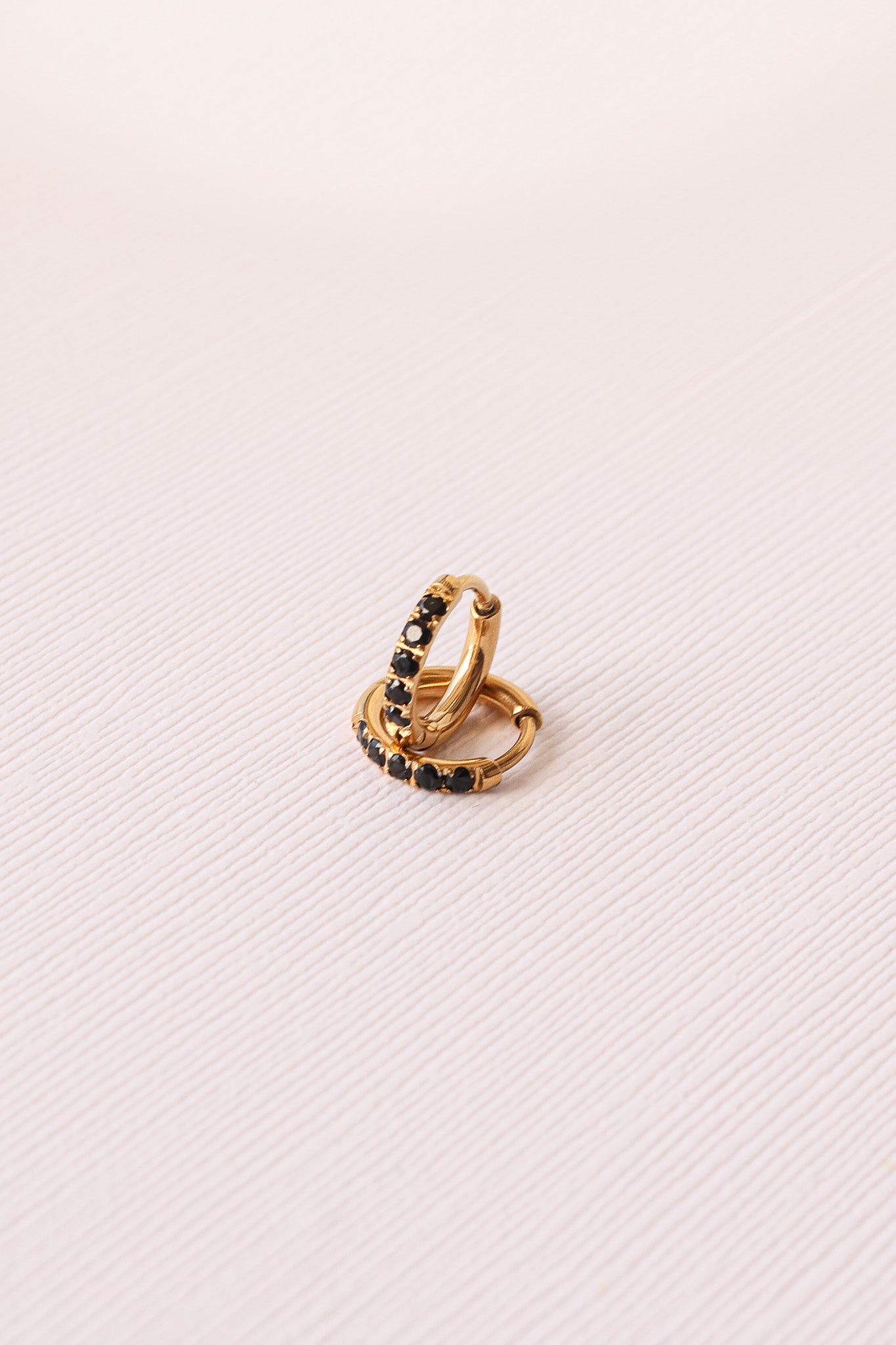 Micro Crystal Huggie Hoop in Black