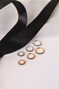 Micro Crystal Huggie Hoop in Black