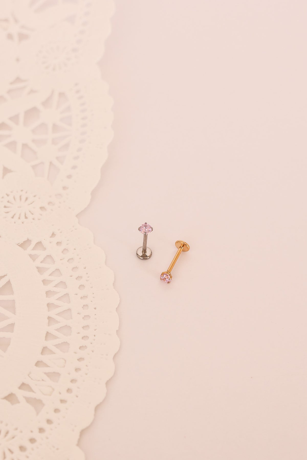 Pink CZ Flat Back Stud