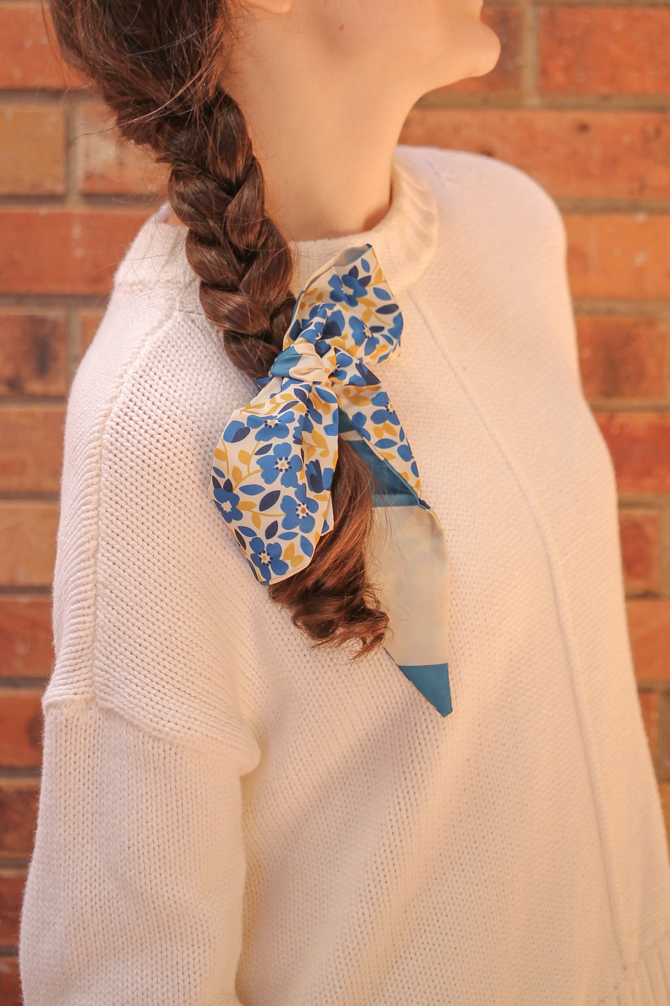 Anya Hair Scarf in Blue and Yellow Florals