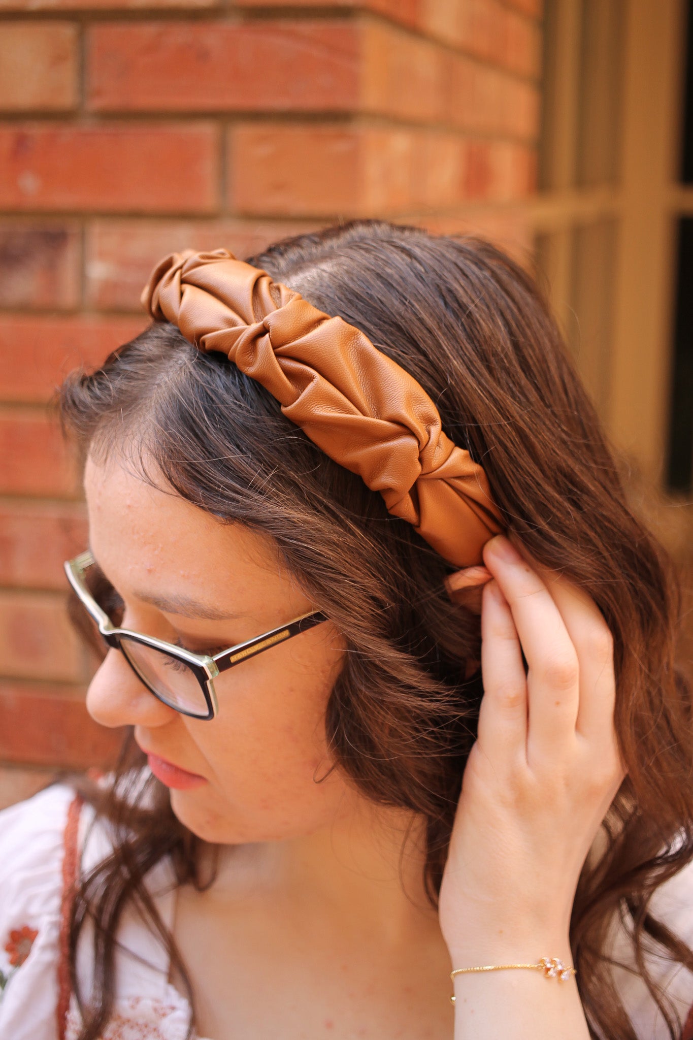 Heather Headband in Brown Leather