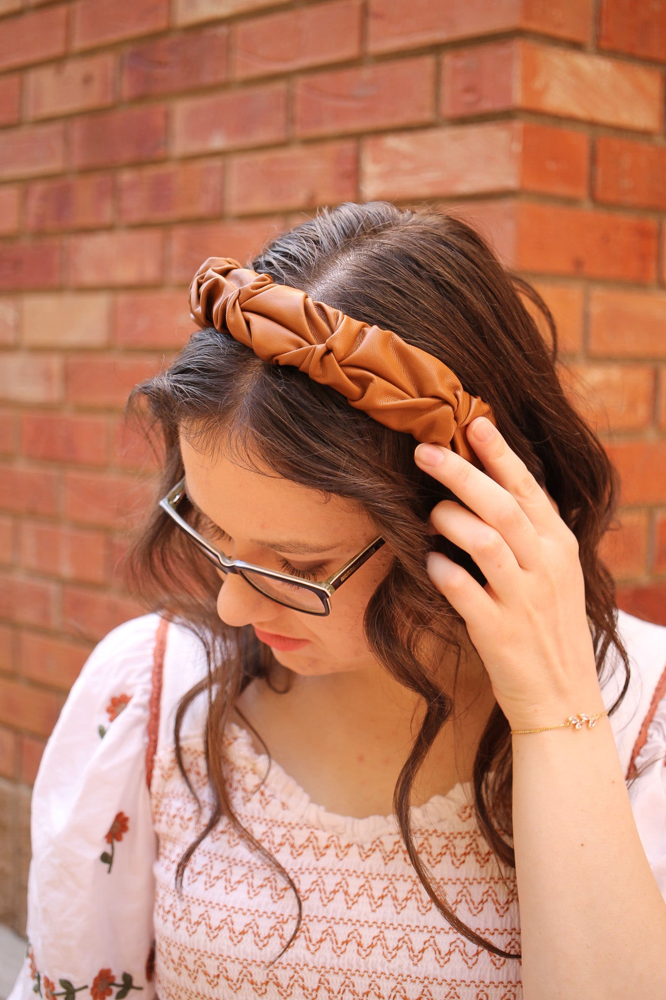 Heather Headband in Brown Leather