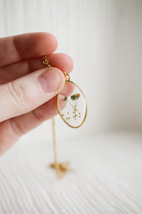 Pressed Flower Pendant Necklace in White