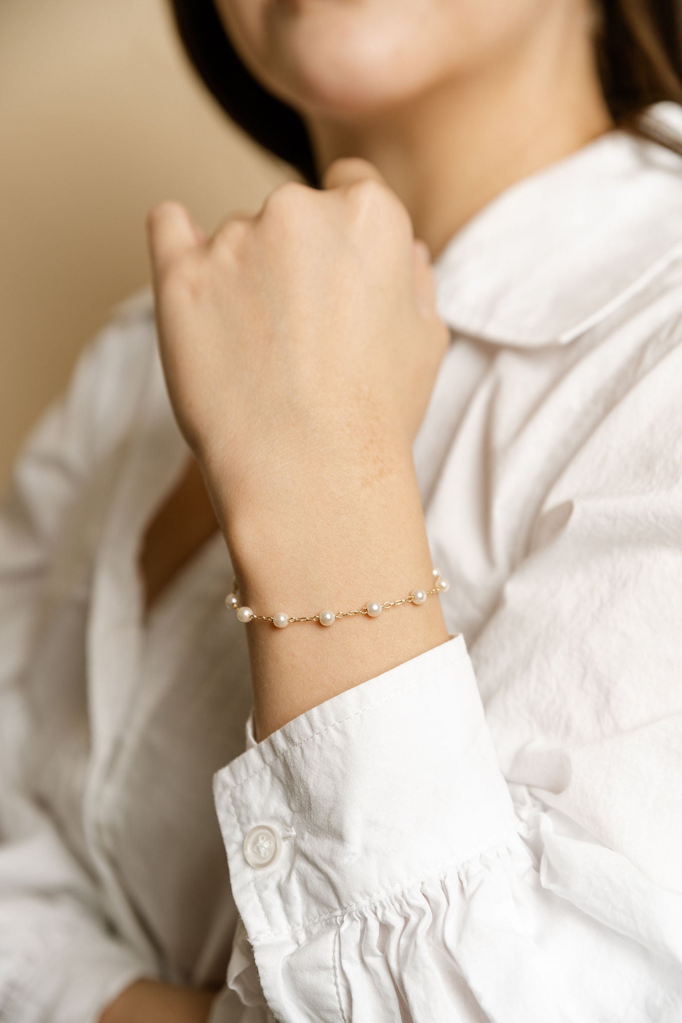 Talliya Bracelet in Pearl and Gold Fill